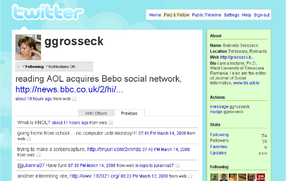 Twitter as it looked in 2008